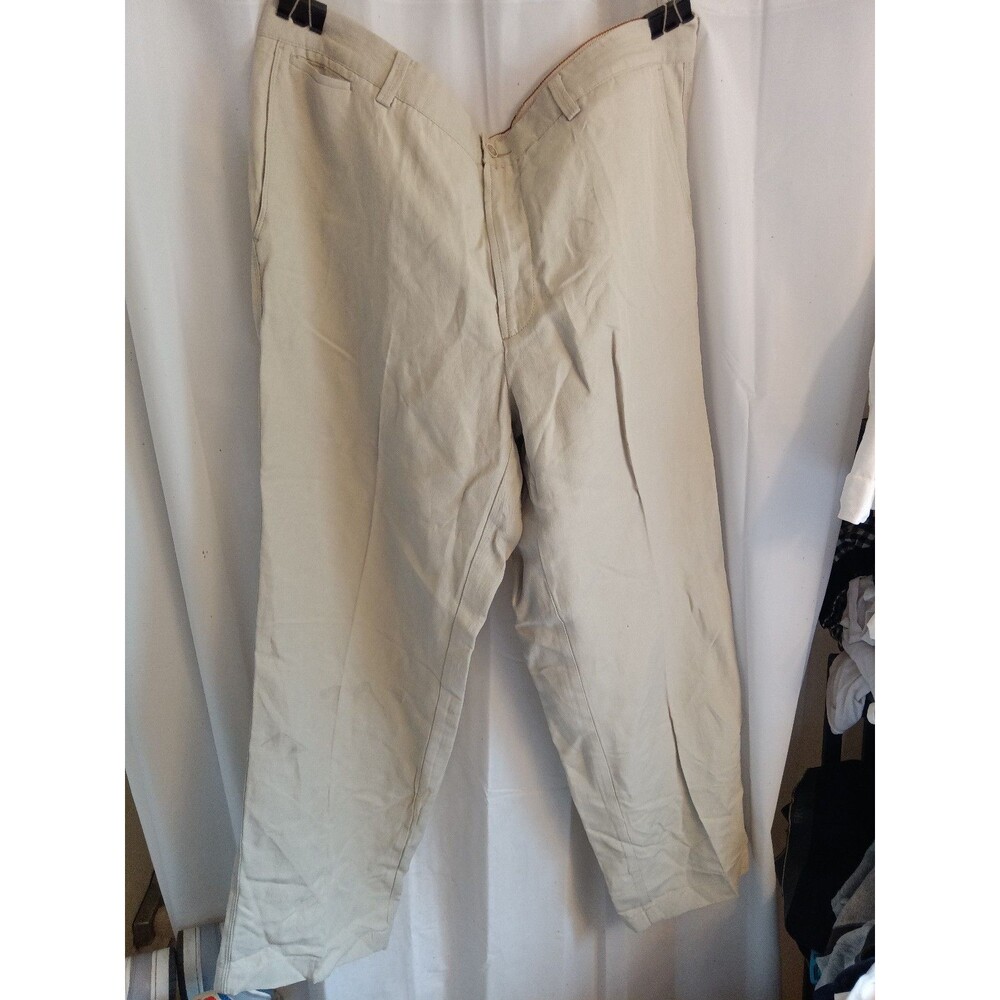 Tommy Bahama Pants Mens 38x34 Beige Khaki Silk Blend Chinos Relaxed Fit
